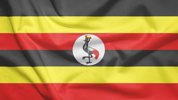 Uganda Flagge Auf Dem Stoff — Stockfoto