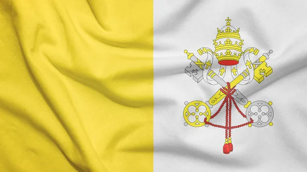 Flaga Watykanu Teksturze Tkaniny — Zdjęcie stockowe