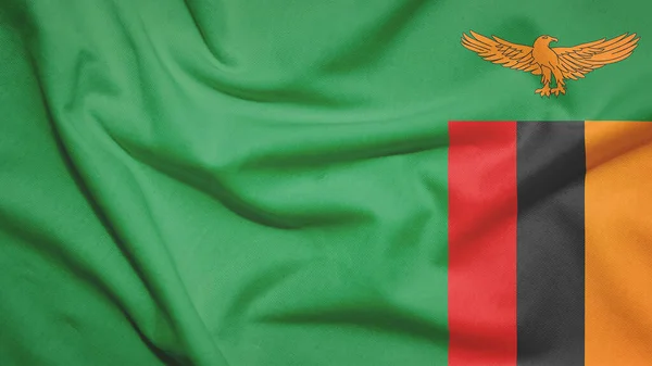 Bandiera Zambia Sulla Trama Del Tessuto — Foto Stock