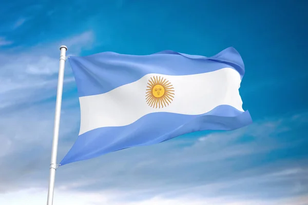 Argentina Flag Waving Cloudy Sky Illustration — Stock Photo, Image