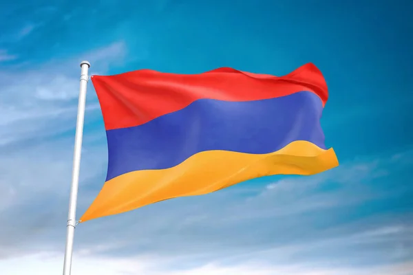 Armenien Flagge Weht Bewölkten Himmel Illustration — Stockfoto