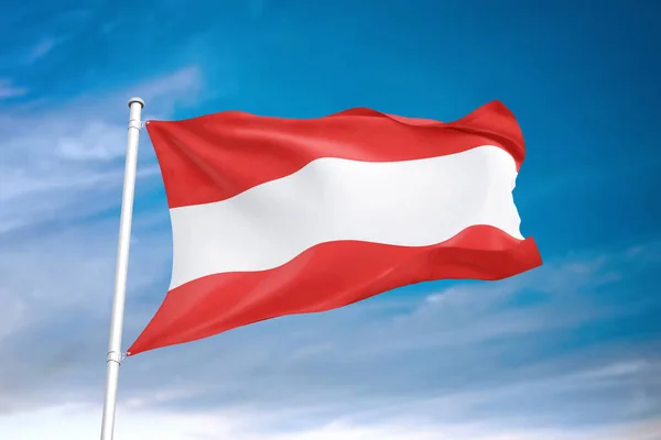 曇り空に揺れるオーストリアの旗3Dイラスト — ストック写真