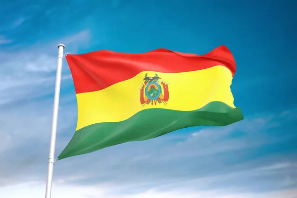 Bandera Bolivia Ondeando Cielo Nublado Ilustración — Foto de Stock