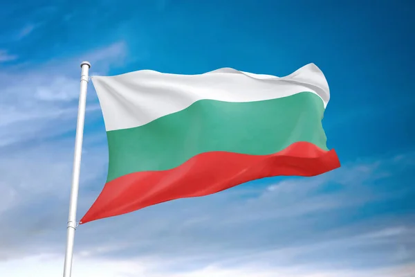 Σημαία Της Βουλγαρίας Κυματίζει Στο Συννεφιασμένο Ουρανό Εικόνα — Φωτογραφία Αρχείου