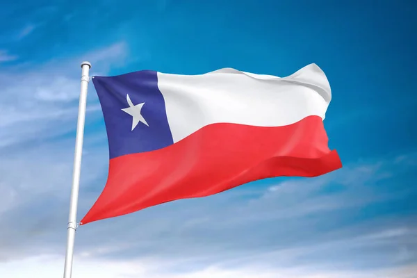 Chile Flag Waving Cloudy Sky Illustration — Stock Photo, Image