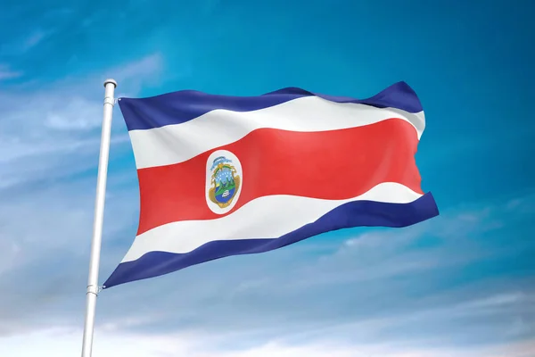 Costa Rica Flag Waving Cloudy Sky Illustration — Stock Photo, Image