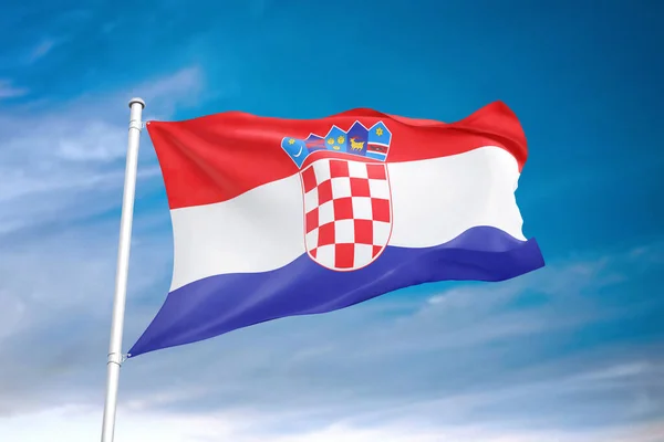 Croatia Flag Waving Cloudy Sky Illustration — Stock Photo, Image