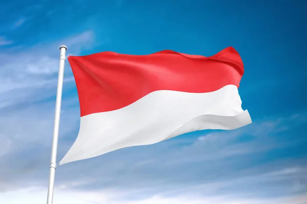 Bandera Indonesia Ondeando Cielo Nublado Ilustración — Foto de Stock