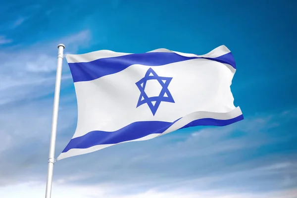 Bandera Israel Ondeando Cielo Nublado Ilustración — Foto de Stock