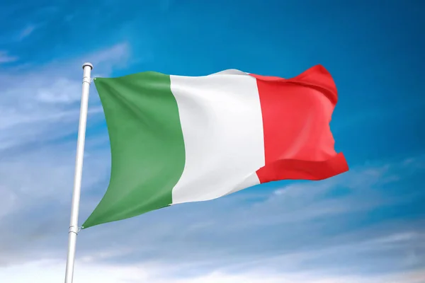 Italia Bandiera Sventola Nel Cielo Nuvoloso Illustrazione — Foto Stock
