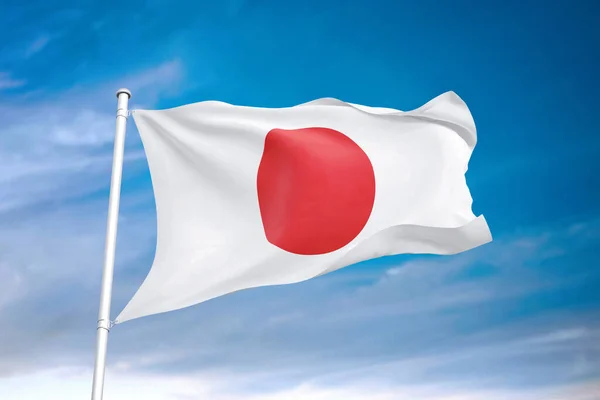 Bendera Jepang Melambai Langit Berawan Ilustrasi — Stok Foto