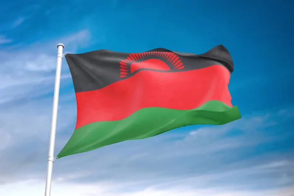 Bandiera Del Malawi Sventola Nel Cielo Nuvoloso Illustrazione — Foto Stock