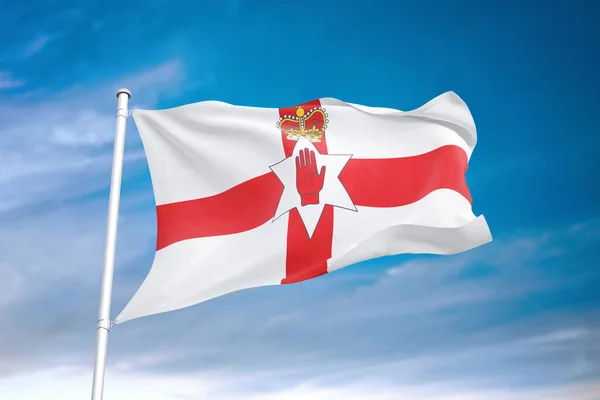 Bandeira Irlanda Norte Acenando Céu Nublado Ilustração — Fotografia de Stock