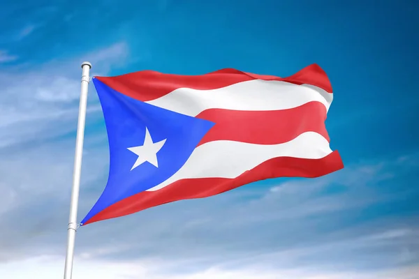 Portoriko Vlajka Vlnící Zamračené Obloze Ilustrace — Stock fotografie