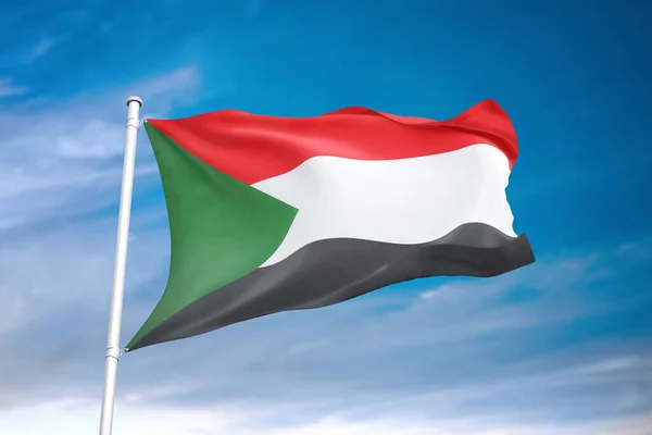 Sudan Flagge Weht Bewölkten Himmel Illustration — Stockfoto