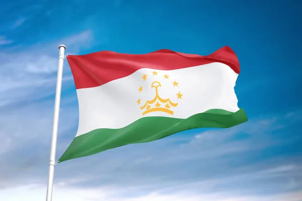 Tadzjikistan Vlag Zwaaiend Bewolkte Lucht Illustratie — Stockfoto