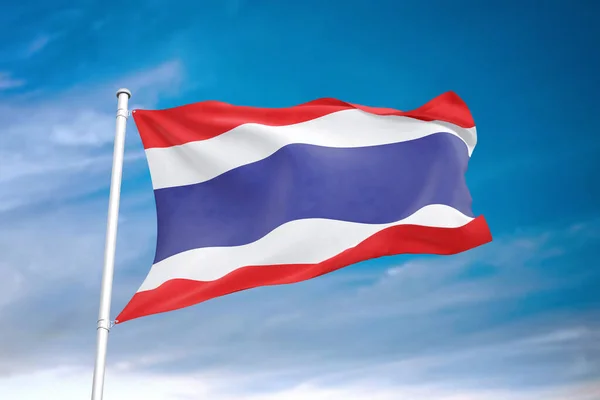 Bandera Tailandia Ondeando Cielo Nublado Ilustración —  Fotos de Stock