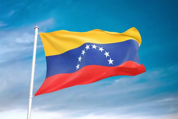 Flaga Wenezueli Machająca Chmurnym Niebie Ilustracja — Zdjęcie stockowe