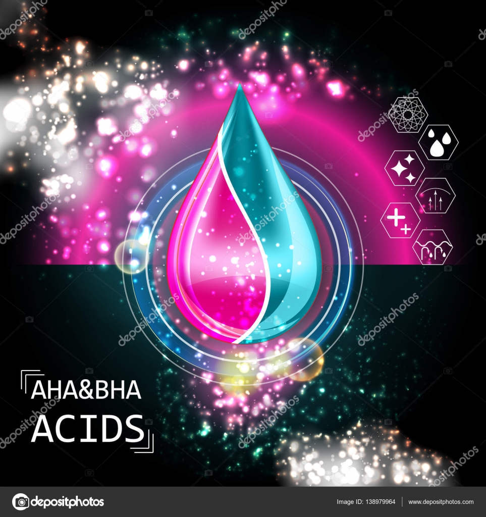 AHA BHA Acid Oil Serum Essence 3D Droplet Stock Vector Image by ...