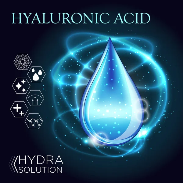 Hyaluronic Acid Oil Serum Essence 3D Droplet — Stock Vector