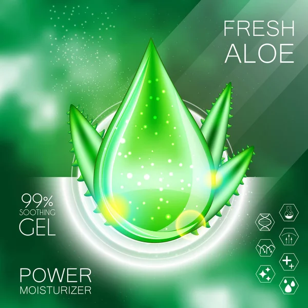 Aloe Vera jel yağ Serum özü 3d damlacık — Stok Vektör