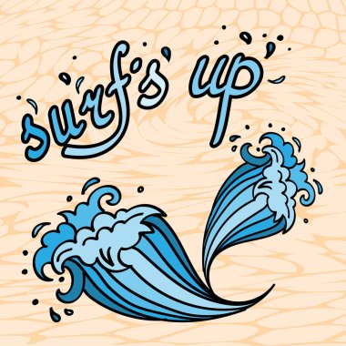 Yazı karikatür dalgalar ile Surfs Up