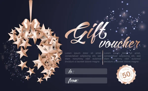 Veselé vánoční koule z hvězd dárkové karty — Stockový vektor