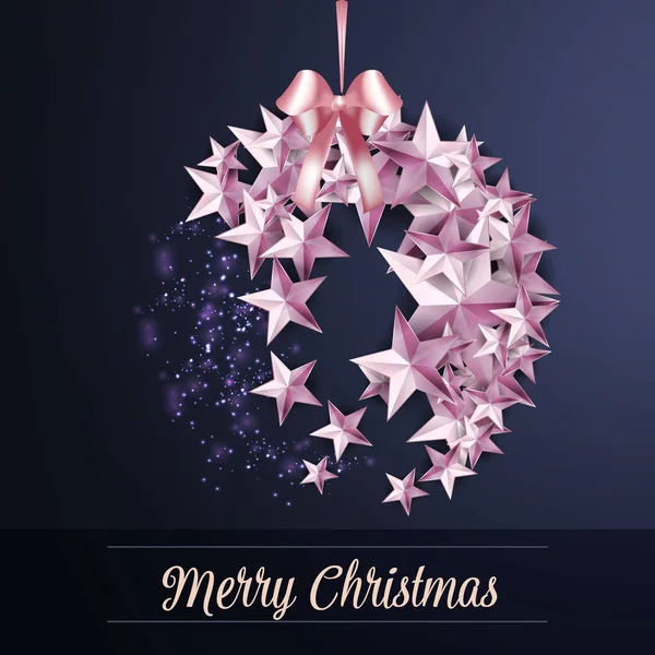 Feliz bola de Navidad hecha de la tarjeta de regalo de Stars — Vector de stock