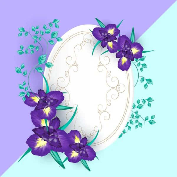 Iris flower wedding invitation card — Stock Vector
