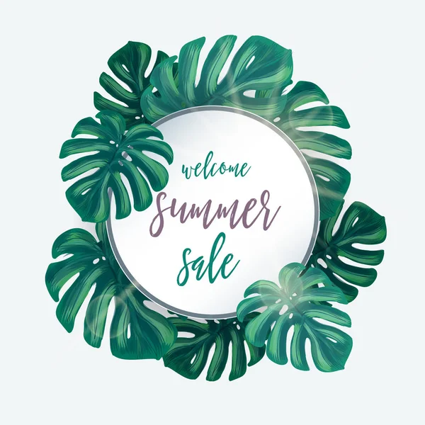 Fondo tropical de verano verde — Vector de stock