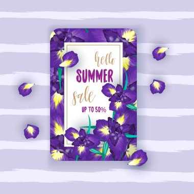 Iris çiçekli yaz satış arka plan