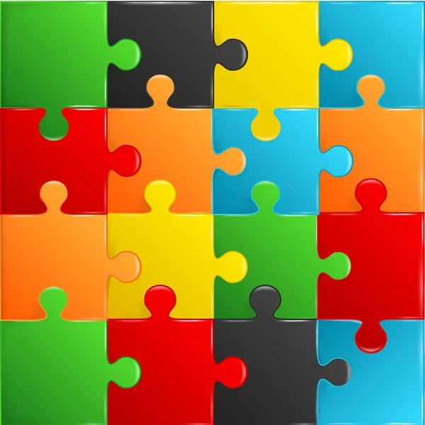 Kleurrijke kunststof stukjes puzzel spel — Stockvector