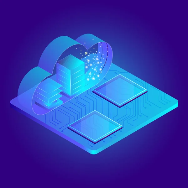 Modern 3d flat design isometric for cloud service Stok Vektör