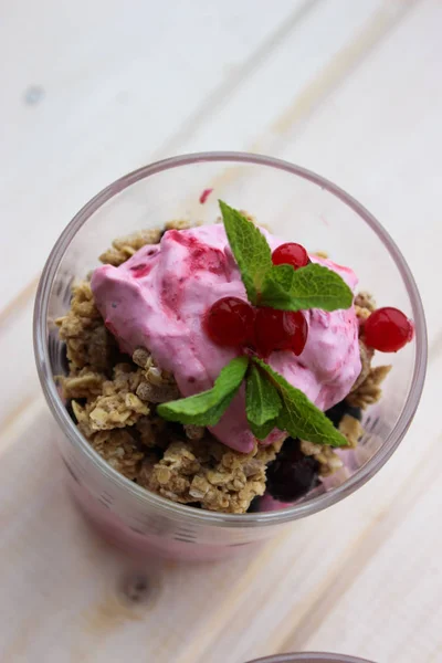 Gesundes Frühstück mit Quark — Stockfoto