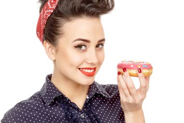 Güzel pinup kadının çörek