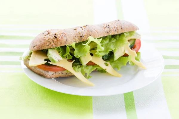 Fitness sandwich with avocado and cheese — Stock Photo, Image