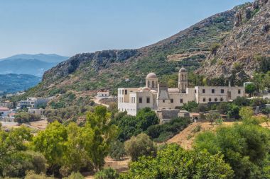 Chania, Yunanistan - Ağustos, 2017: Goniá Odigitria Manastırı Chania bölgesinde adada Crete, Yunanistan.