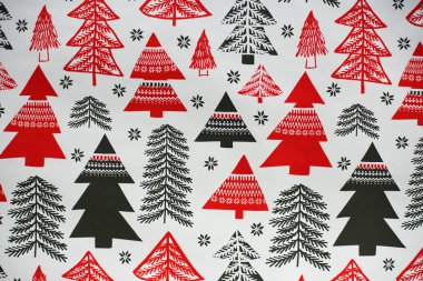 Siyah ve kırmızı ağaçları ile doku süsleme tarz Noel.