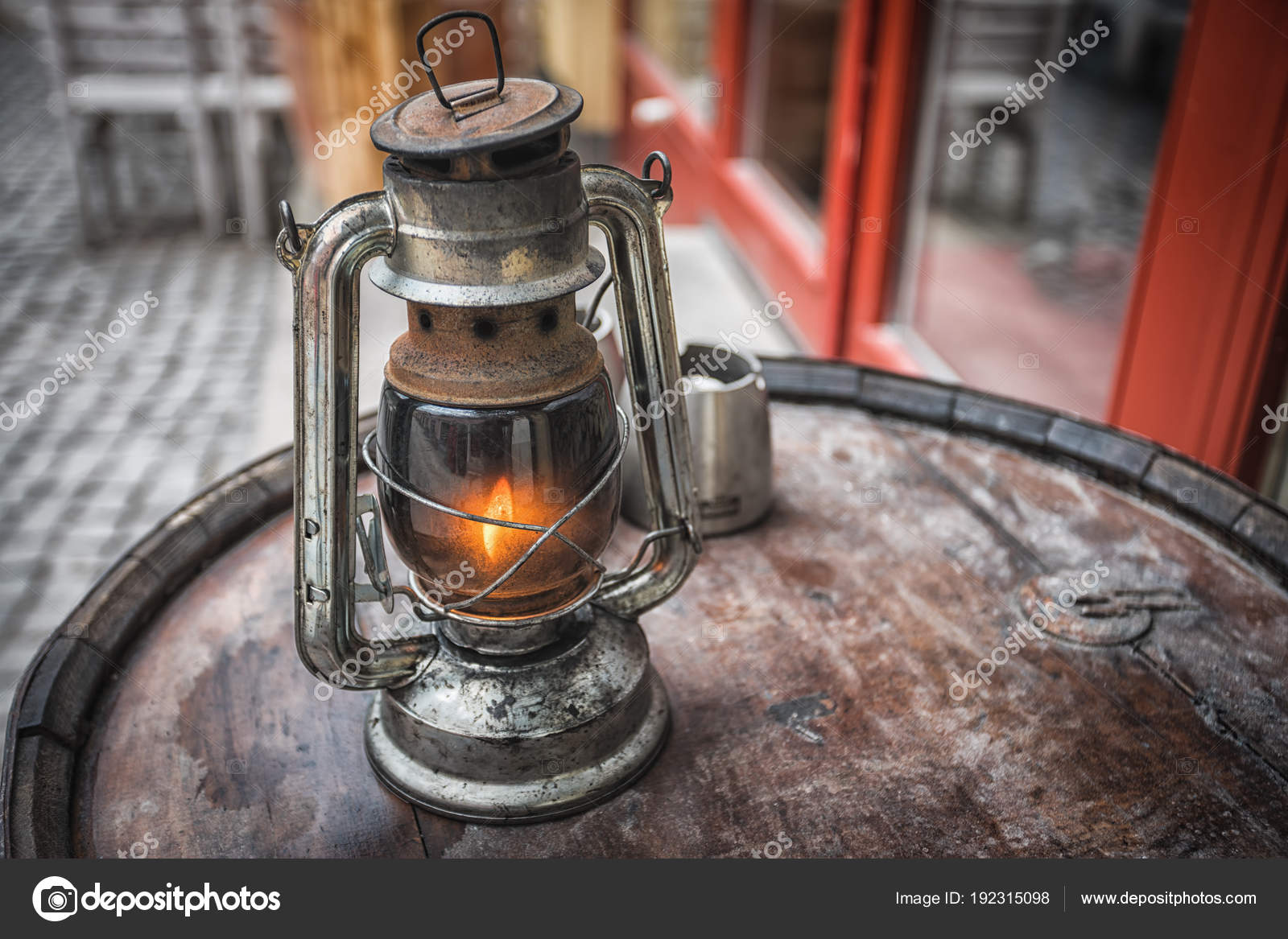 Old Fashioned Lantern On The Wooden, Old Fashioned Outdoor Lanterns