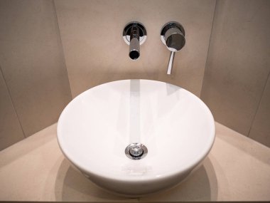 kentsel daire - modern beyaz oval gemi lavabo