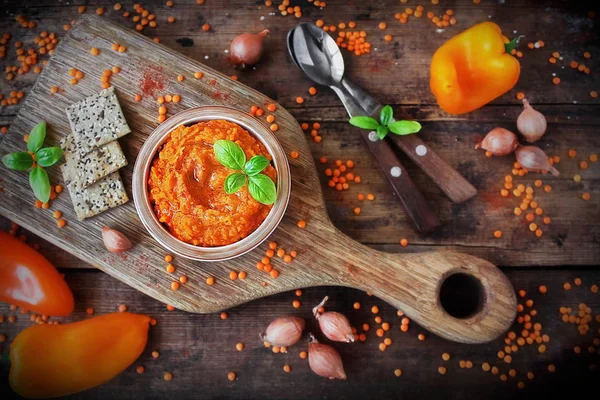 Patê caseiro de lentilhas vermelhas — Fotografia de Stock