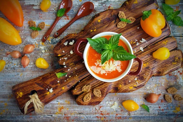 Supă cremă de ardei prăjit — Fotografie, imagine de stoc