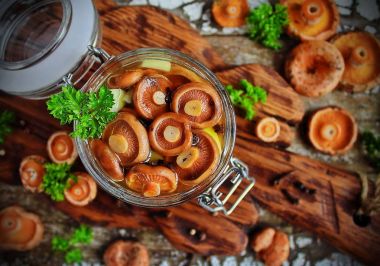 Marine mantar Tirmit bir cam kavanoz