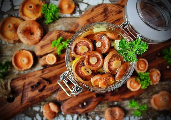 Marine mantar Tirmit bir cam kavanoz