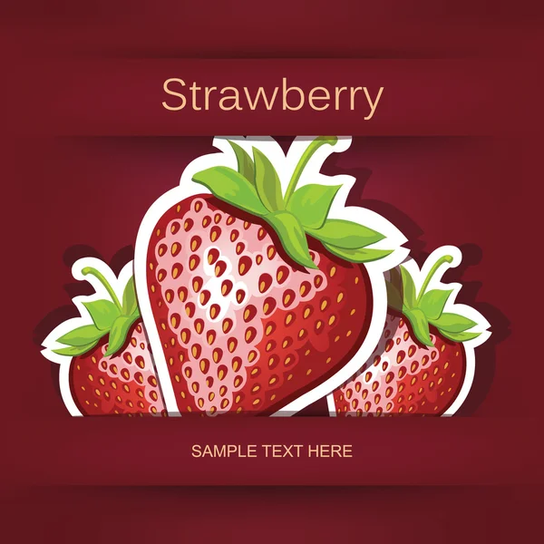 Beautiful strawberry. Postcard and applique. vector. — Stock Vector