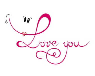  Seni seviyorum. Sevgililer günü. Vektör çizim. Kutlama. Beyaz bir arka plan üzerinde yazıt. Hat sanatı. 