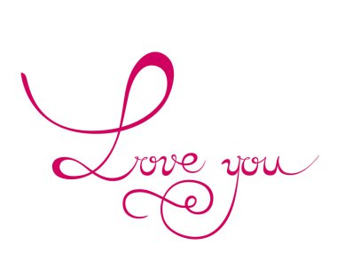  Seni seviyorum. Sevgililer günü. Vektör çizim. Kutlama. Beyaz bir arka plan üzerinde yazıt. Hat sanatı. 