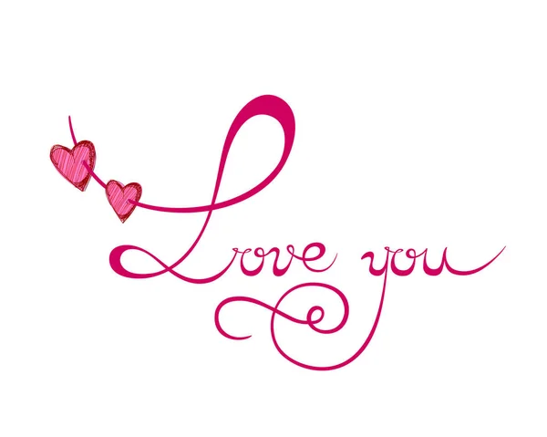 Ik hou van je. Aftelkalender voor Valentijnsdag. Vectorillustratie. Felicitatie. De inscriptie op een witte achtergrond. Kalligrafie. — Stockvector