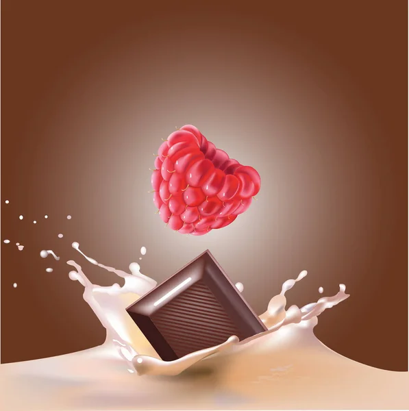 Belle framboise et lait . — Image vectorielle