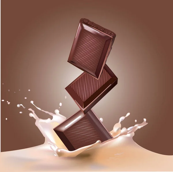 Chocolade en melk. — Stockvector